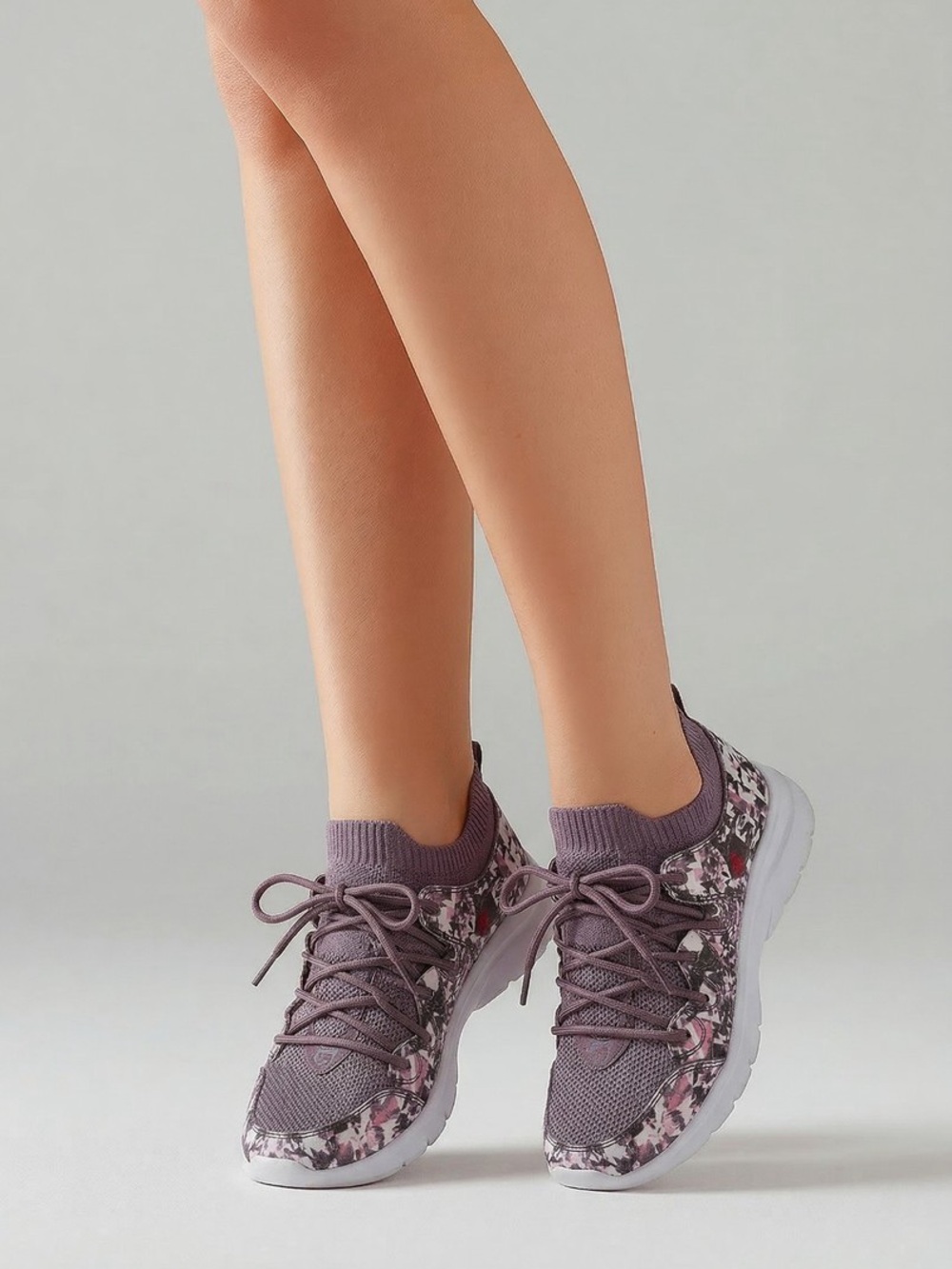 0234: Champion Purple Knit Floral Athletic Yogi Sneakers for Women